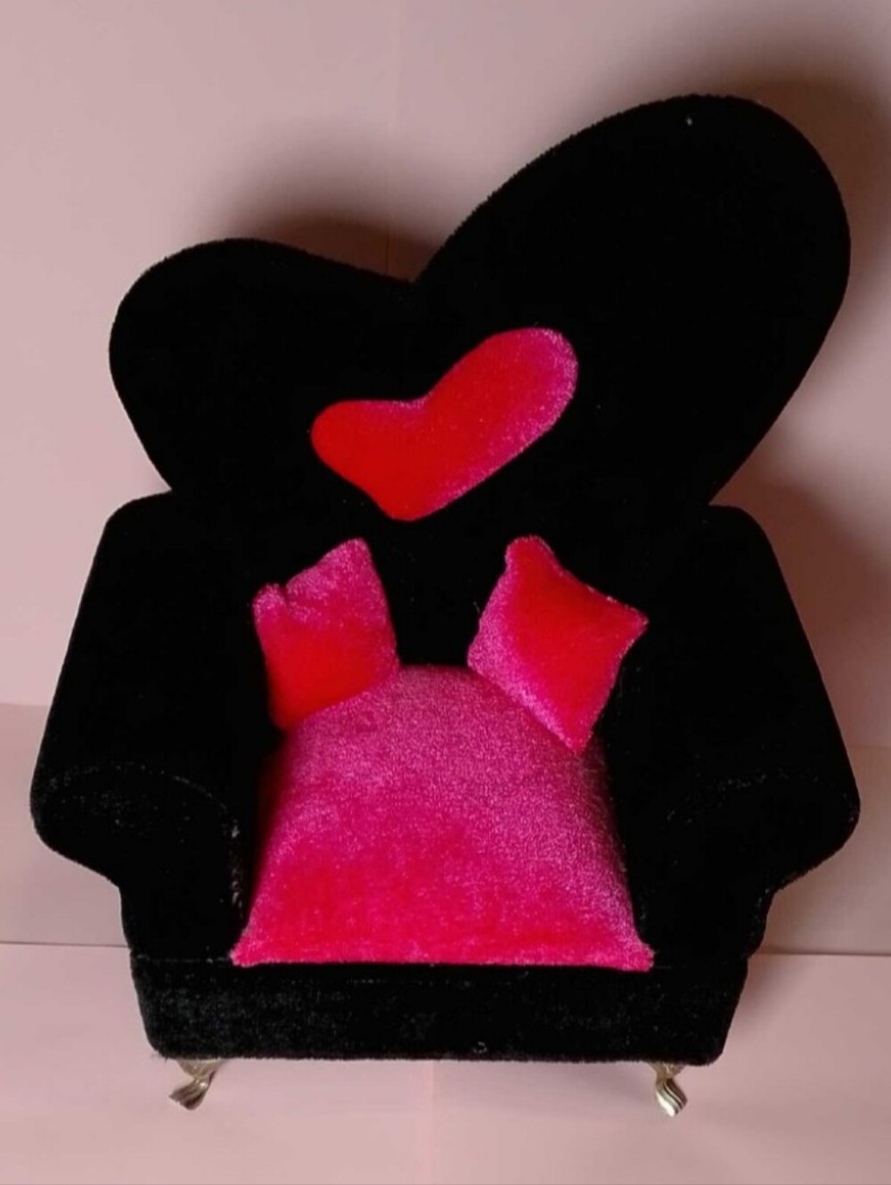 Black & Pink Velvet Chair Jewelry Box With Mirror